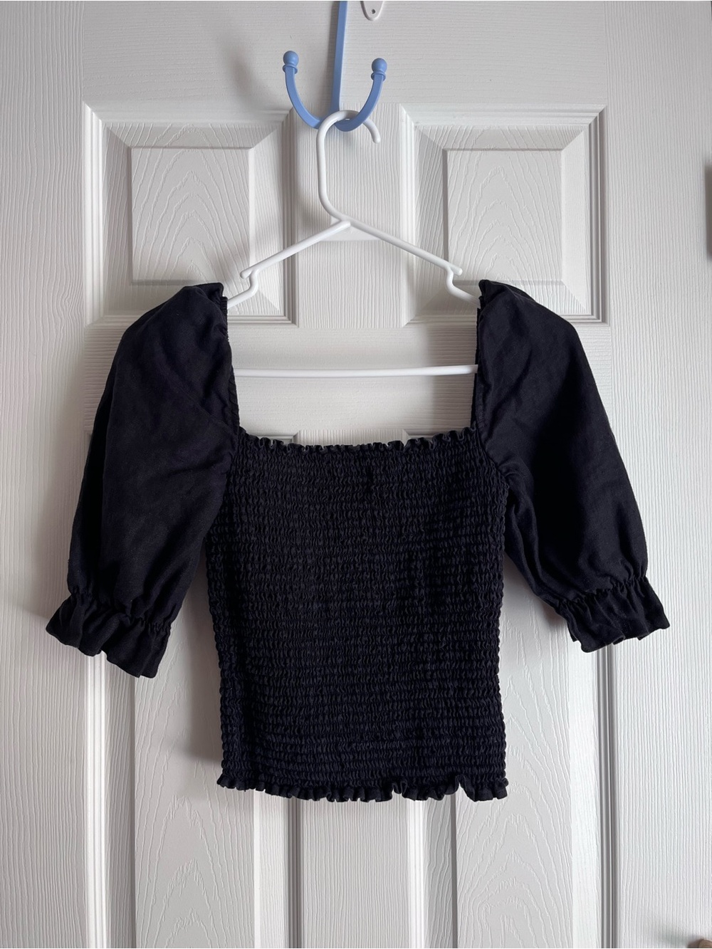 Reformation Black Linen Clementine Top